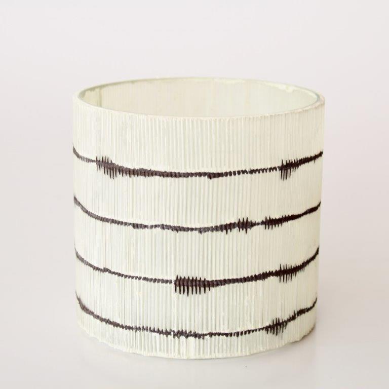 White & Black Ribbed Glass Vase